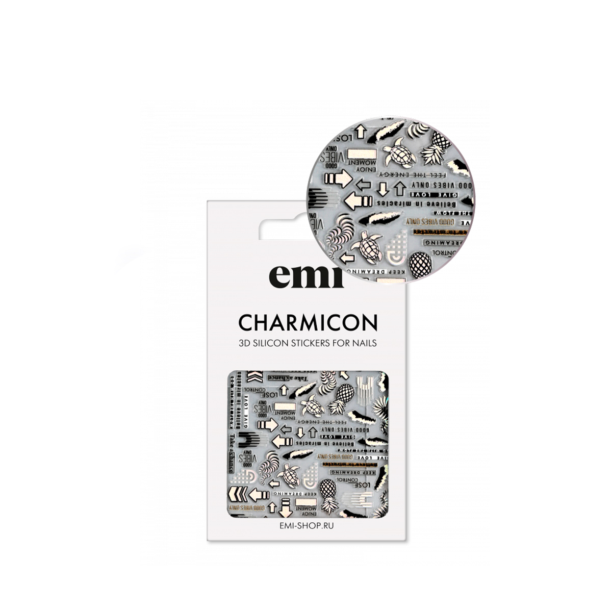 

E.Mi, 3D-стикеры №213 Мысли Charmicon 3D Silicone Stickers, Черный;белый