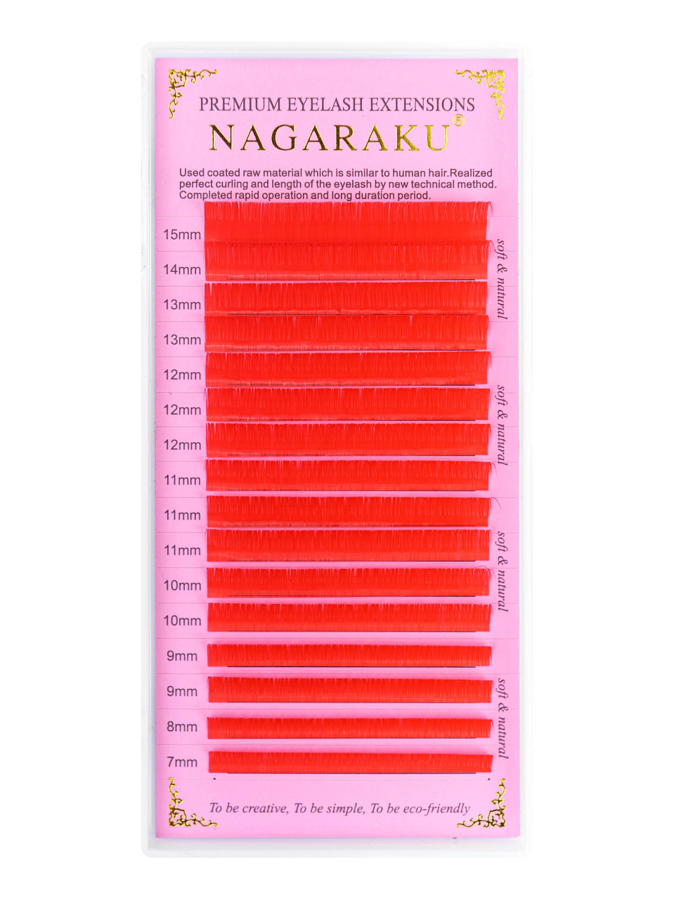 

Красные ресницы Nagaraku MIX Premuim Extensions D 0.10 7-15 mm, Красный