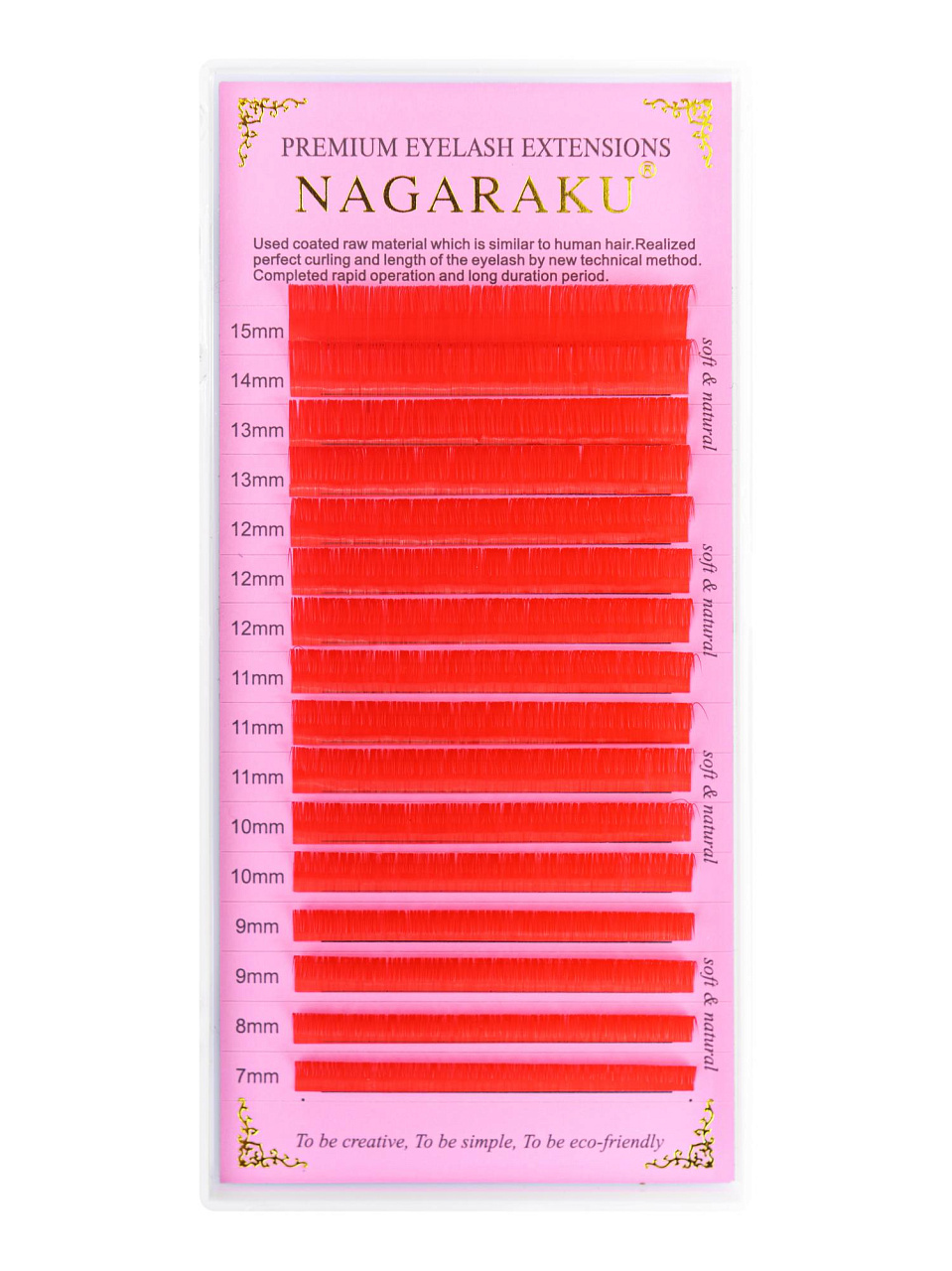 Красные ресницы Nagaraku MIX Premuim Extensions C 0.10 7-15 мм ресницы nagaraku ные мини фиолетовые d 0 10 11 мм