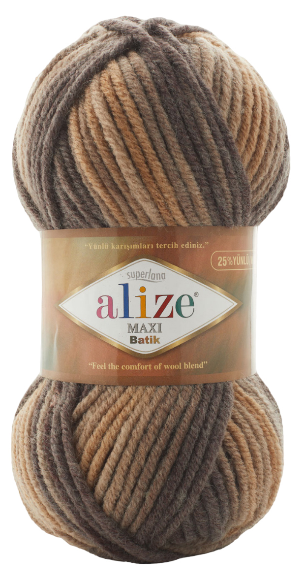 

Пряжа ALIZE 'Superlana Maxi Batik', 100г, 100м (шерсть, акрил) (7800 секционный), 5 мотков, Коричневый