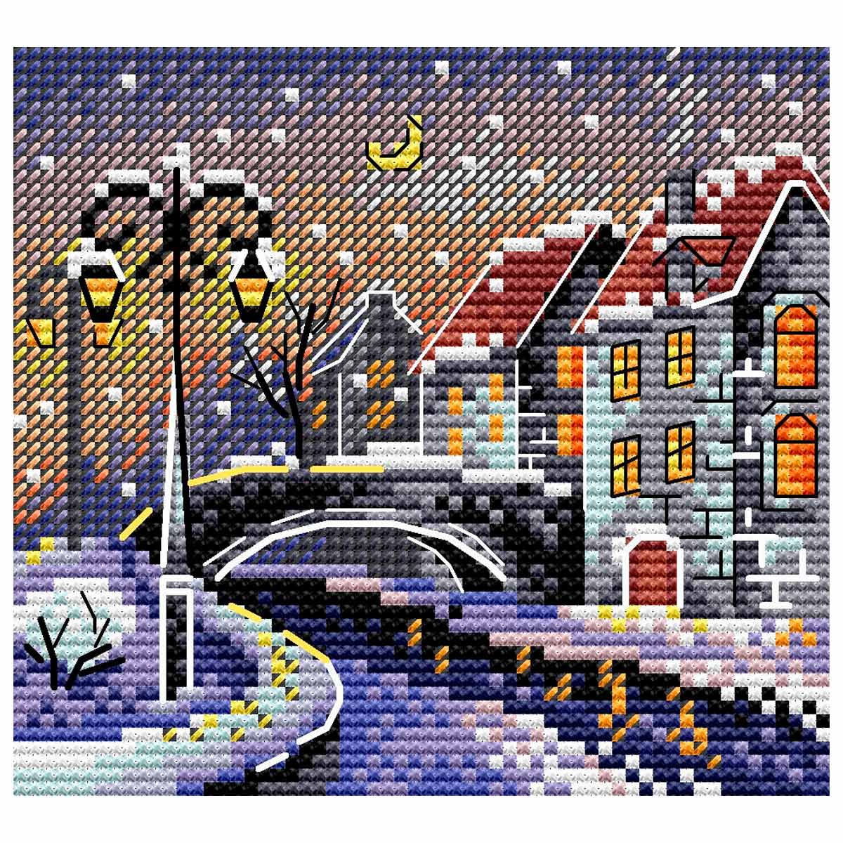 фото М-641 набор для вышивания мп студия зимний город 10*11 см м.п.студия