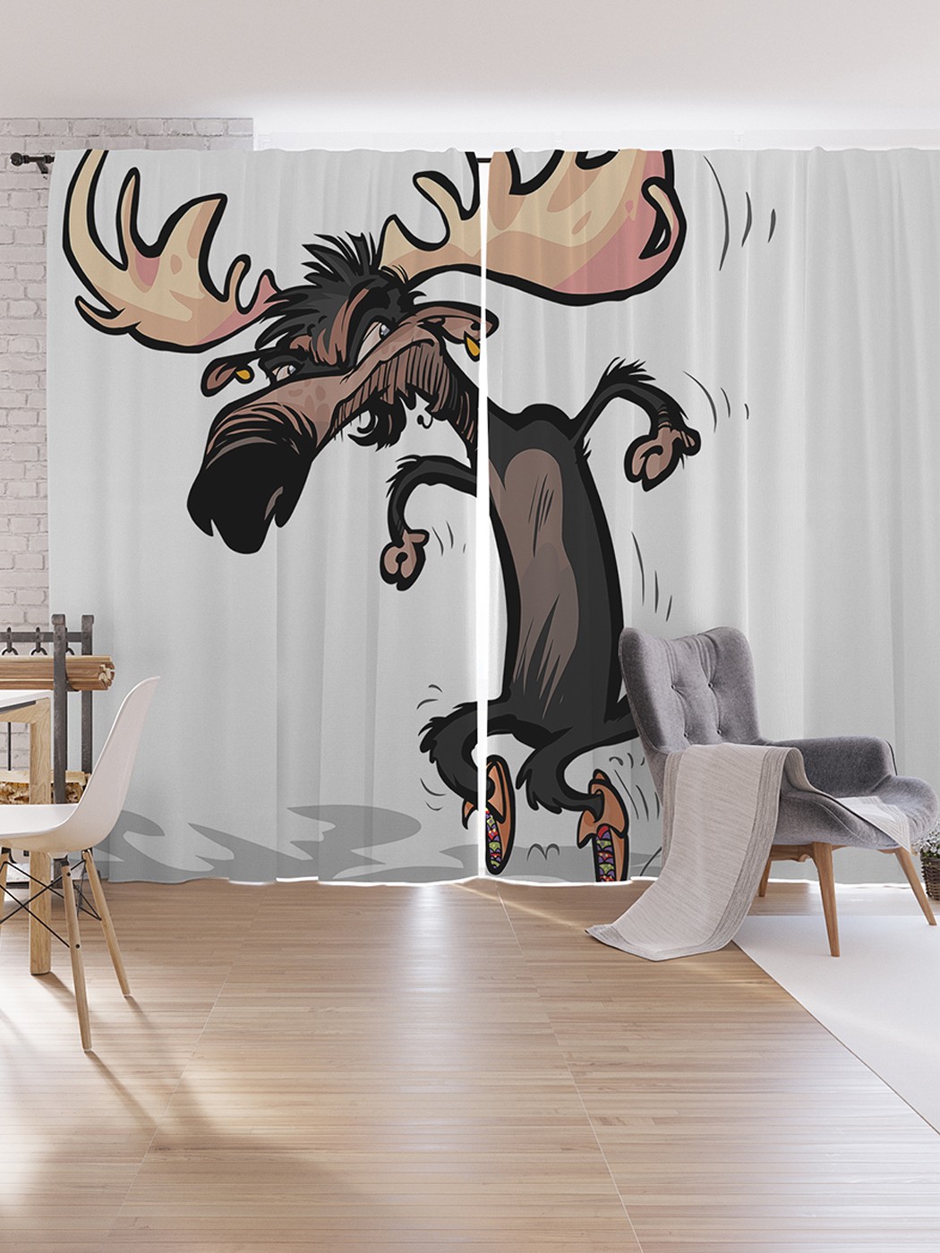 

Шторы под лён JoyArty "Хитрый лось", серия Oxford DeLux, 340х265 см, Хитрый лось