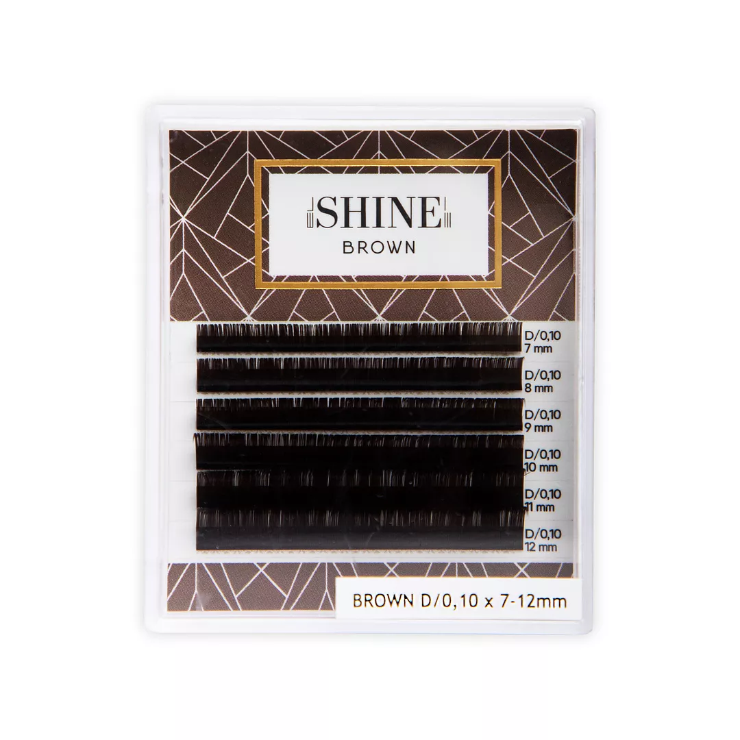 Ресницы темно-коричневые elSHINE Brown, микс, 6 лент L 0,07 7-12mm