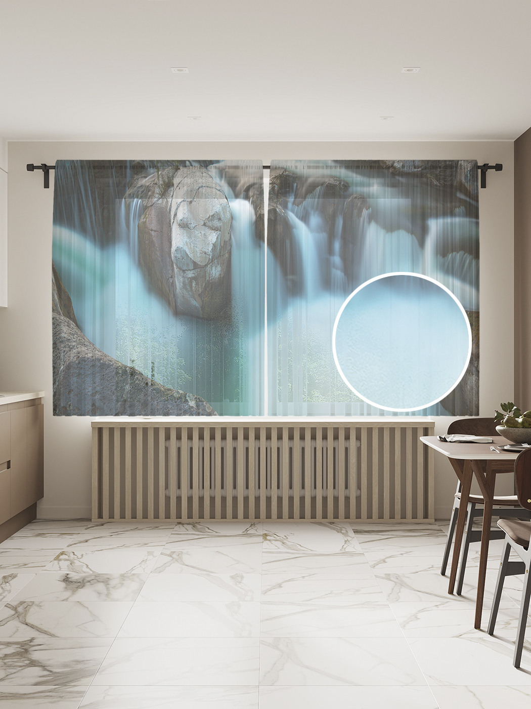 

Фототюль JoyArty "Множество водопадов", 145x180см (2 полотна с лентой + 50 крючков), Множество водопадов