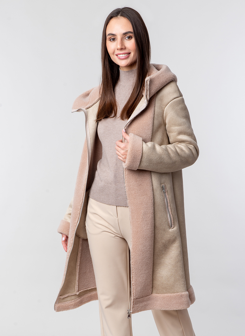 

Дубленка женская Endgiel 58459 бежевая 42 RU, 58459