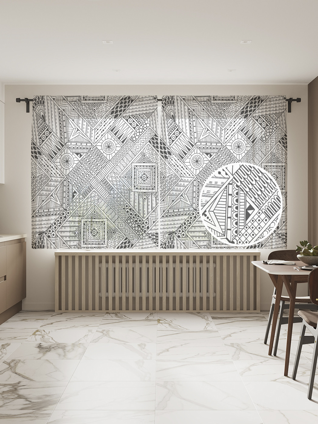 

Фототюль JoyArty "Геометрия дудл", 145x180 см (2 полотна со шторной лентой + 50 крючков), Геометрия дудл