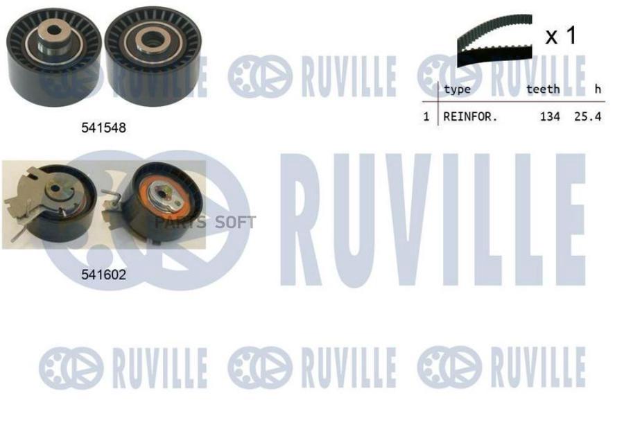 

Комплект Грм Citroen/Peugeot 1.6I 16V 2000 = (Ролик 2Шт+Ремень 134X26) 1Шт Ruville 550286