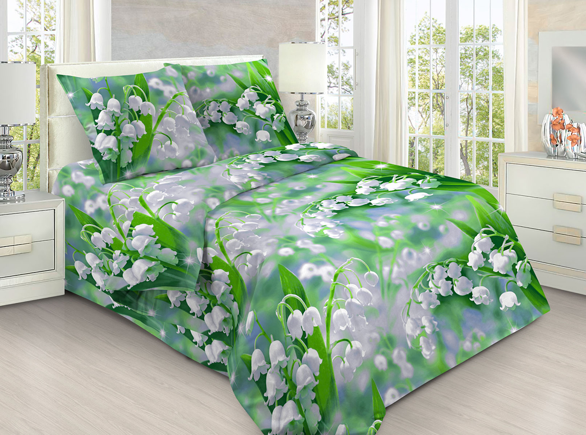 фото Простыня mercury home «ландыши» 1.5 сп 145x214 бязь