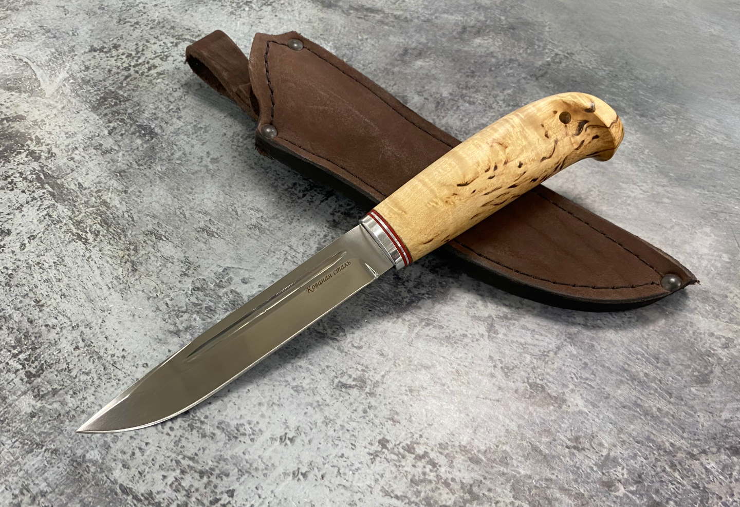 Нож Петров Пуукко финский, кованая 95х18, стаб.карельская береза