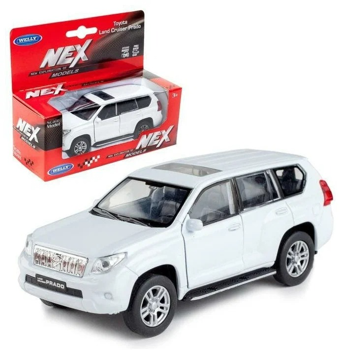 Металлическая модель коллекционная Welly Toyota Land Cruiser Prado 1:38 белая 11 см. 43630 denso not valeo remotekey for toyota cruiser prado camry 2 button 304mhz 4c 4d67 chip optioanl toy47 remote key fob control