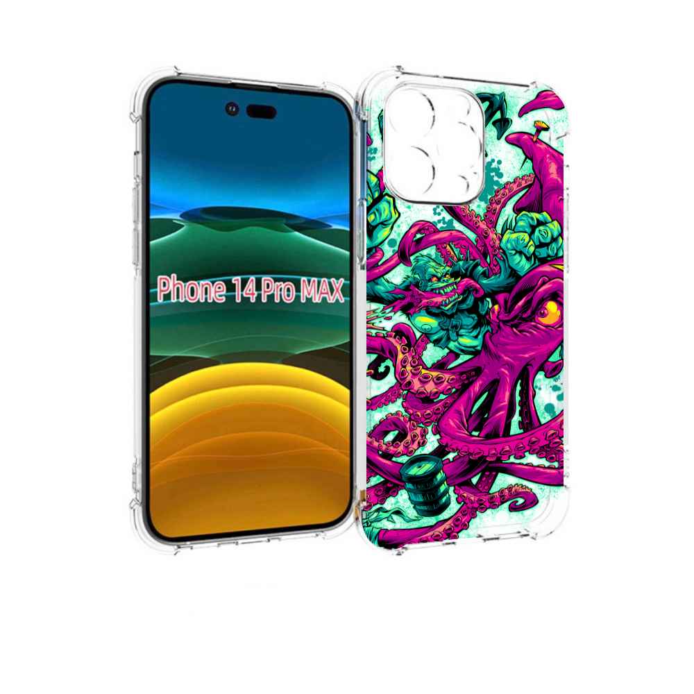 

Чехол MyPads фиолетовый кракен для iPhone 14 Pro Max, Прозрачный, Tocco