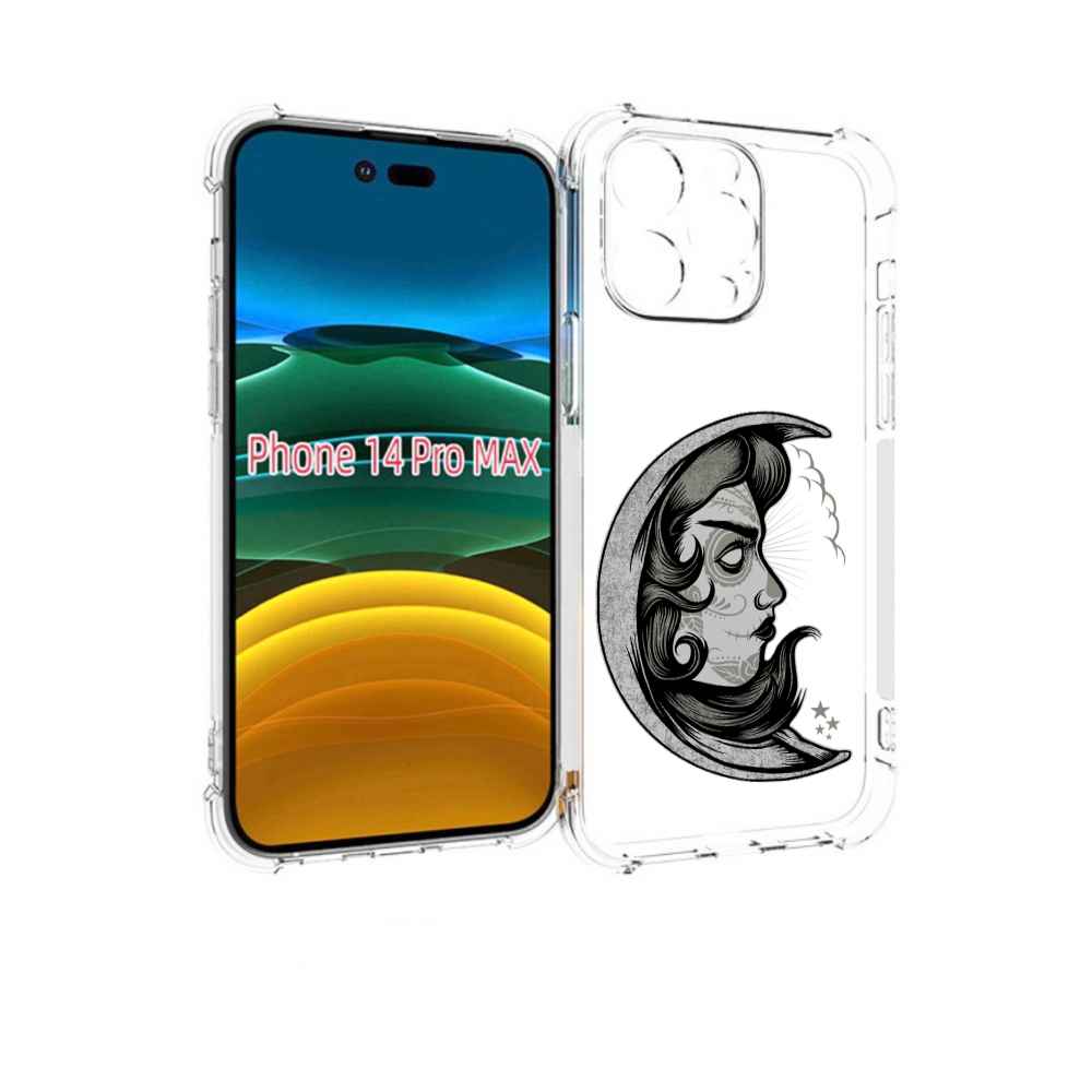 

Чехол MyPads черно белая луна с лицом для iPhone 14 Pro Max, Прозрачный, Tocco