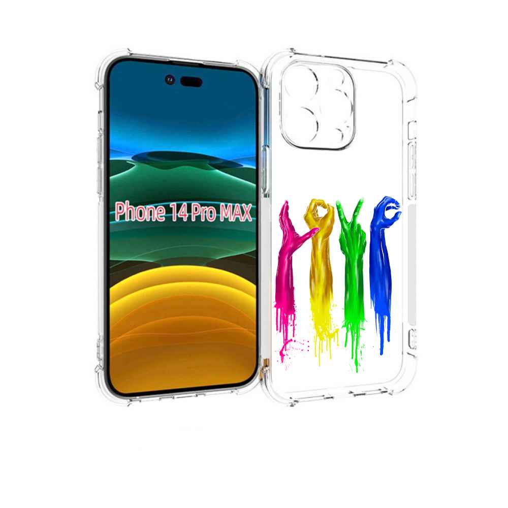 

Чехол MyPads яркие руки love для iPhone 14 Pro Max, Прозрачный, Tocco