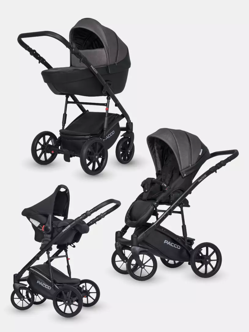 

Коляска детская универсальная Riko Basic Pacco 3 в 1 от 0 до 36 месяцев carbon 04