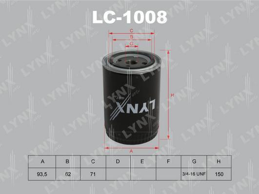 

Фильтр масляный LYNXauto LC-1008