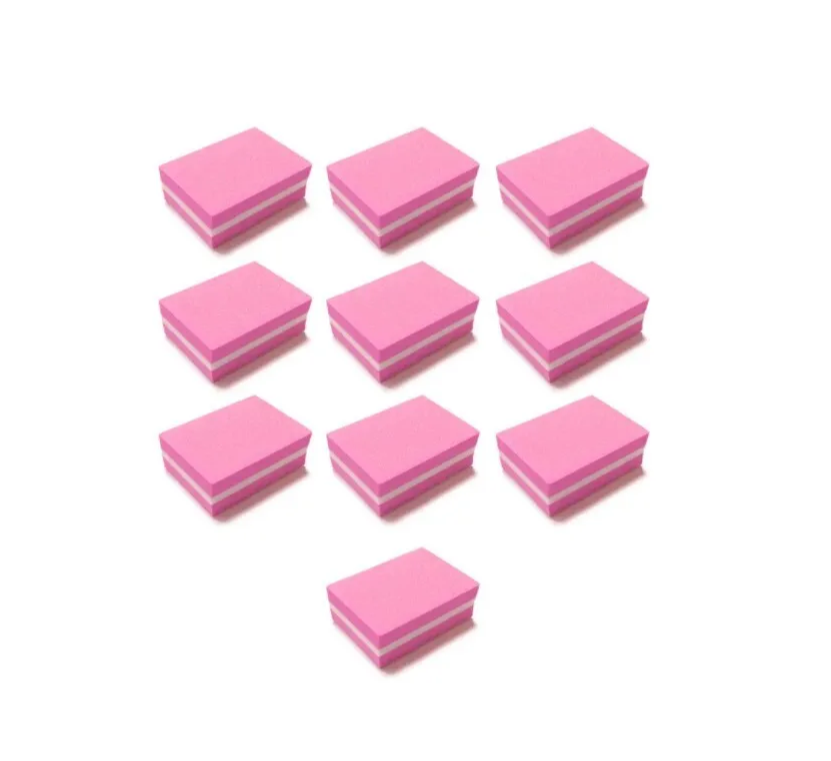 фото Мини-бафы для маникюра и педикюра 10 шт розовые 3.5x2.5x1.5 см wellywell