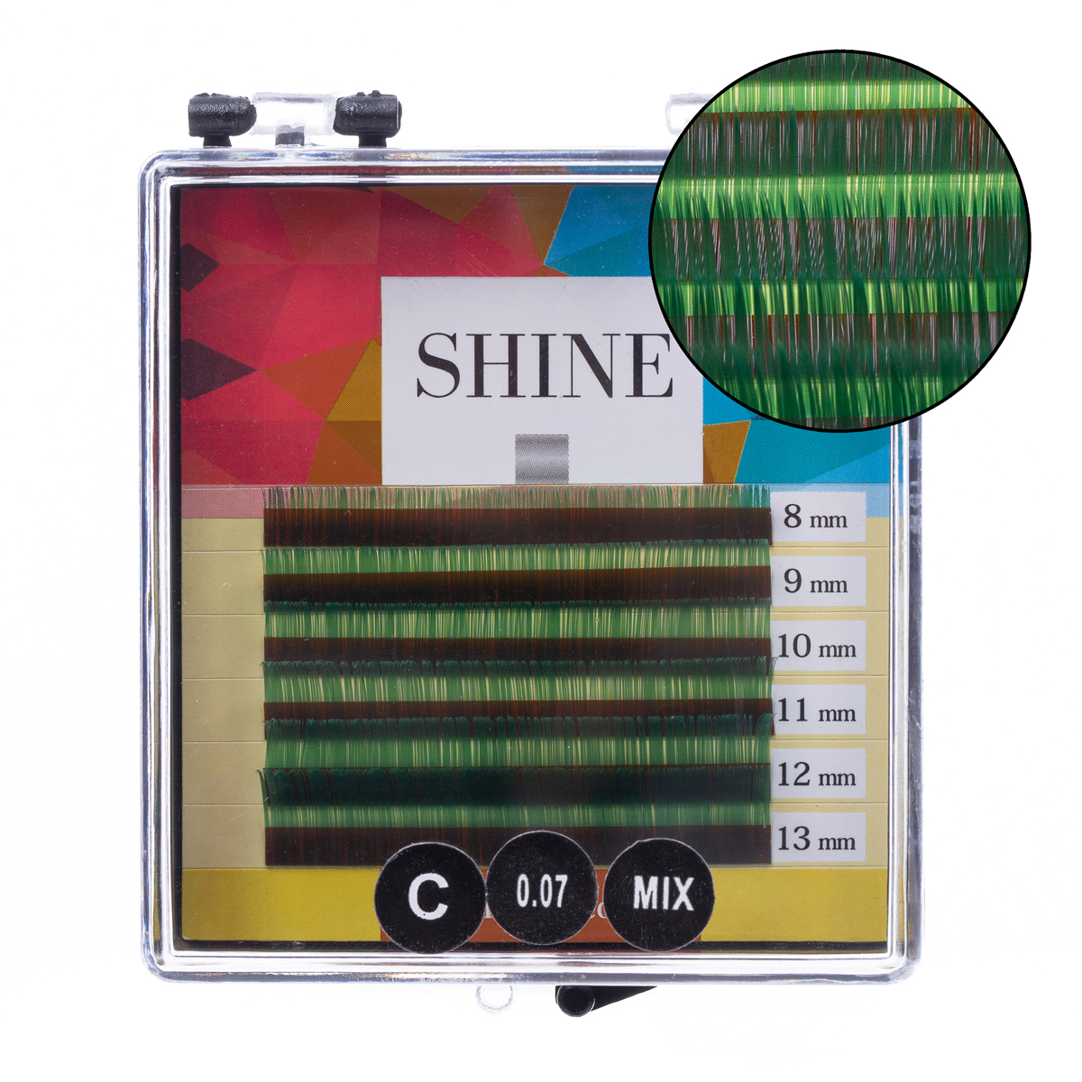 

Ресницы цветные elSHINE зеленые, 6 лент C 0.7 8-13 mm, Зеленый
