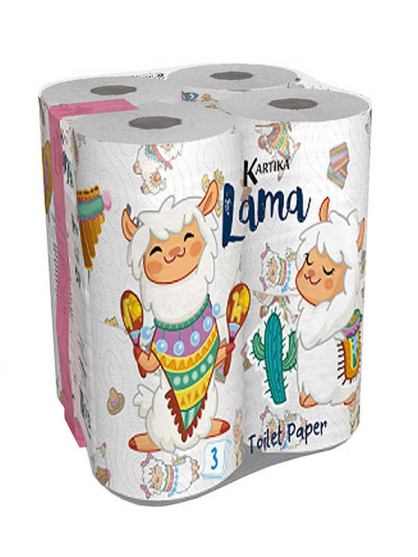 фото Туалетная бумага world cart лама с рисунком kartika collection 3 слоя 8 рул 200 л