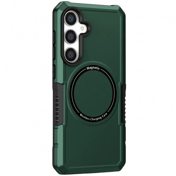 

Чехол RosCase Magnetic Armor поддержка MagSafe для Samsung Galaxy S24, Зеленый