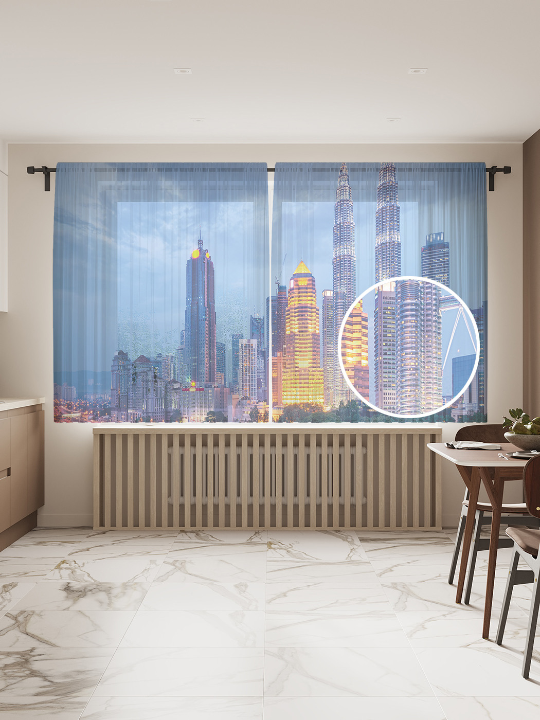 

Фототюль JoyArty "Ночной город", 145x180 см (2 полотна со шторной лентой + 50 крючков), Ночной город