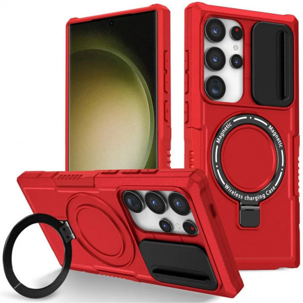 

Чехол RosCase CamShield MagSafe для Samsung Galaxy S24 Ultra, Красный