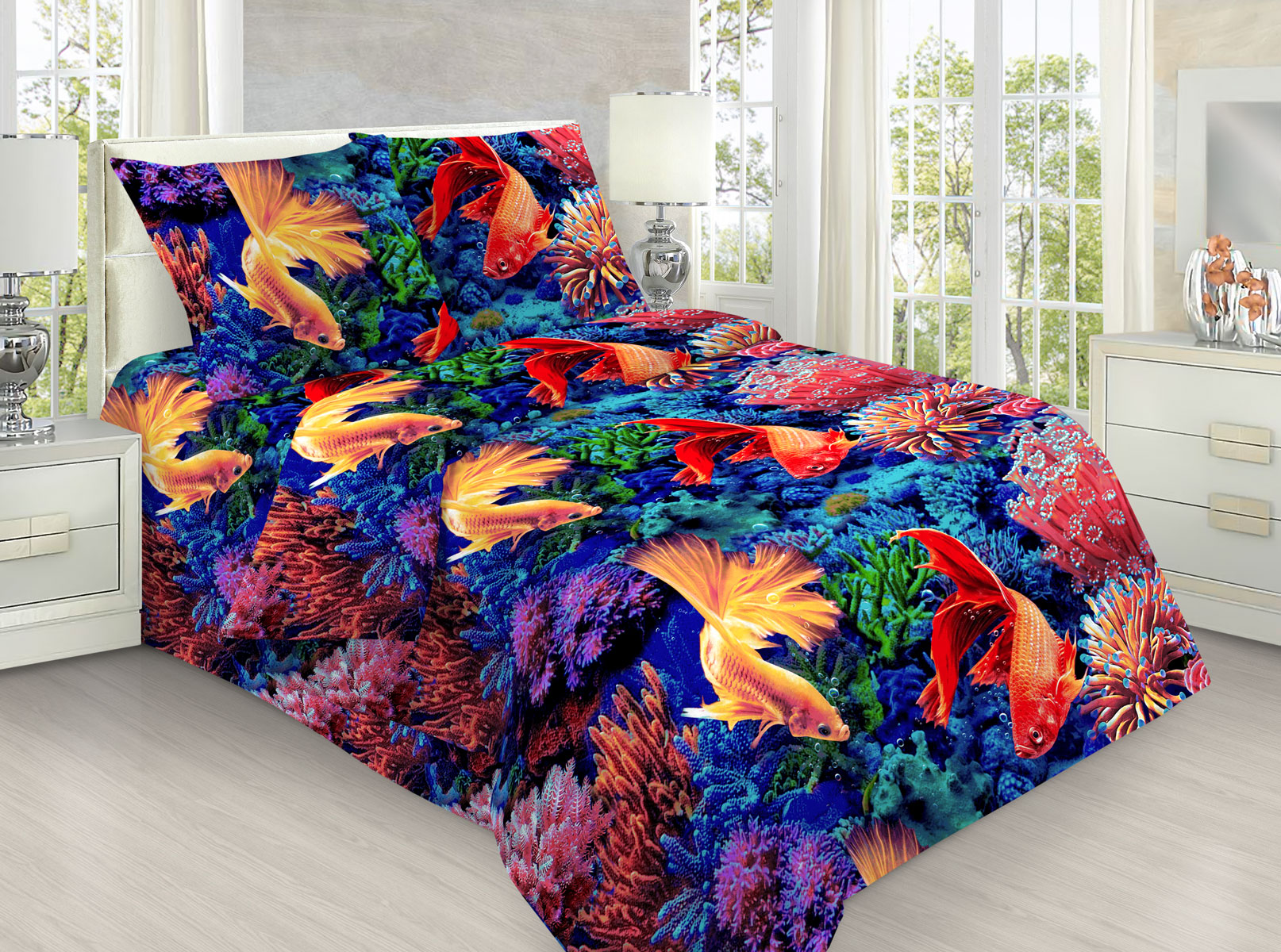 

Простыня Mercury Home «Золотая рыбка» 1.5 СП 145x214 Бязь, Золотая рыбка