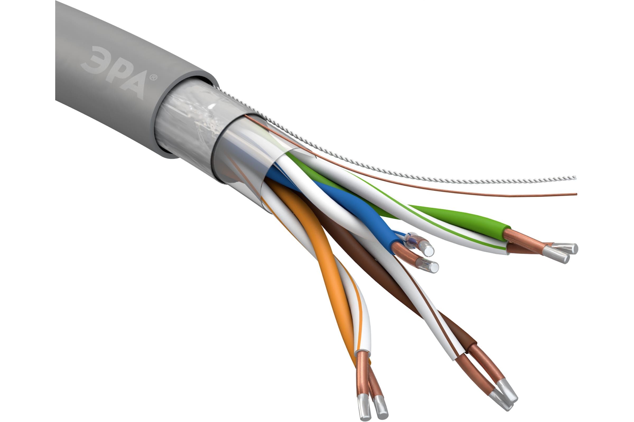 

Кабель информационный ЭРА FL-4-PVC, кат.5е, 305м, серый [б0044685]