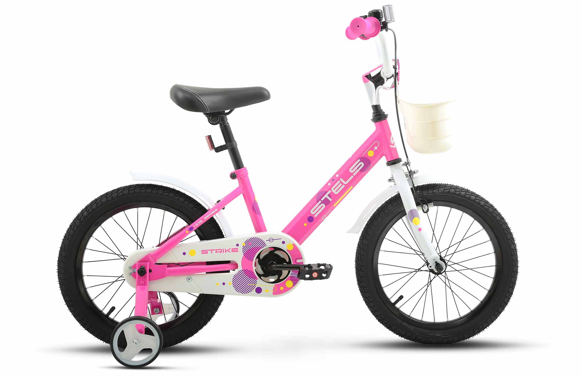 Детский велосипед STELS Strike VC 16 Z010 9.6 Розовый, с дополнительными колесами детский велосипед stels storm kr 14 z010 7 8 оранжевый с боковыми колесами