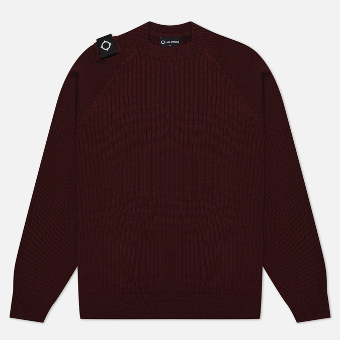 Мужской свитер MA.Strum Rib Panel Crew Neck бордовый, Размер S