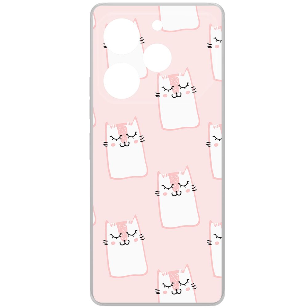 

Чехол-накладка Krutoff Clear Case Котики паттерн для TECNO Pova 6 Pro, Прозрачный