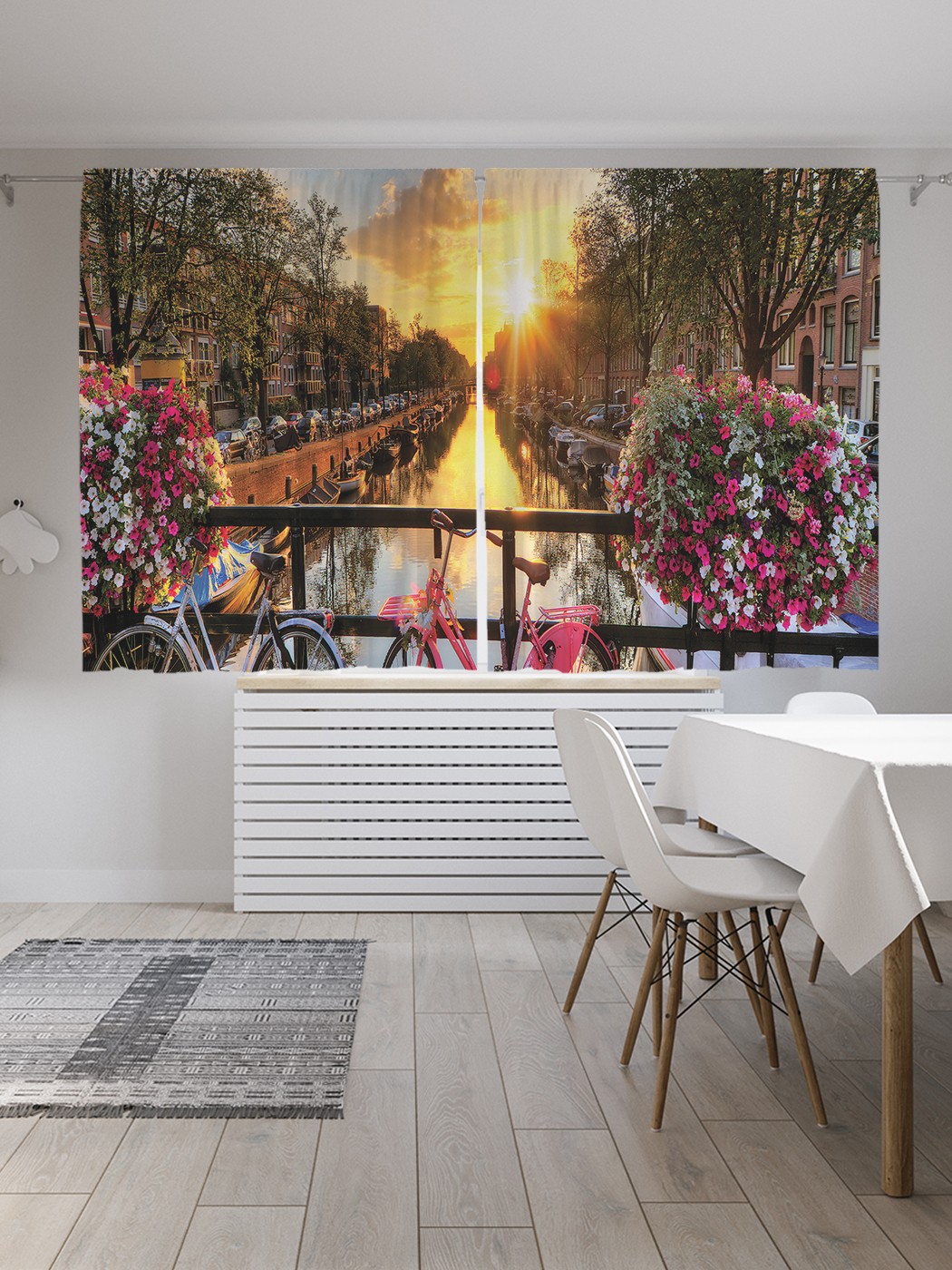 

Шторы JoyArty с фотопечатью "Рассвет на цветущем мосту" из сатена, 290х180 см, Рассвет на цветущем мосту