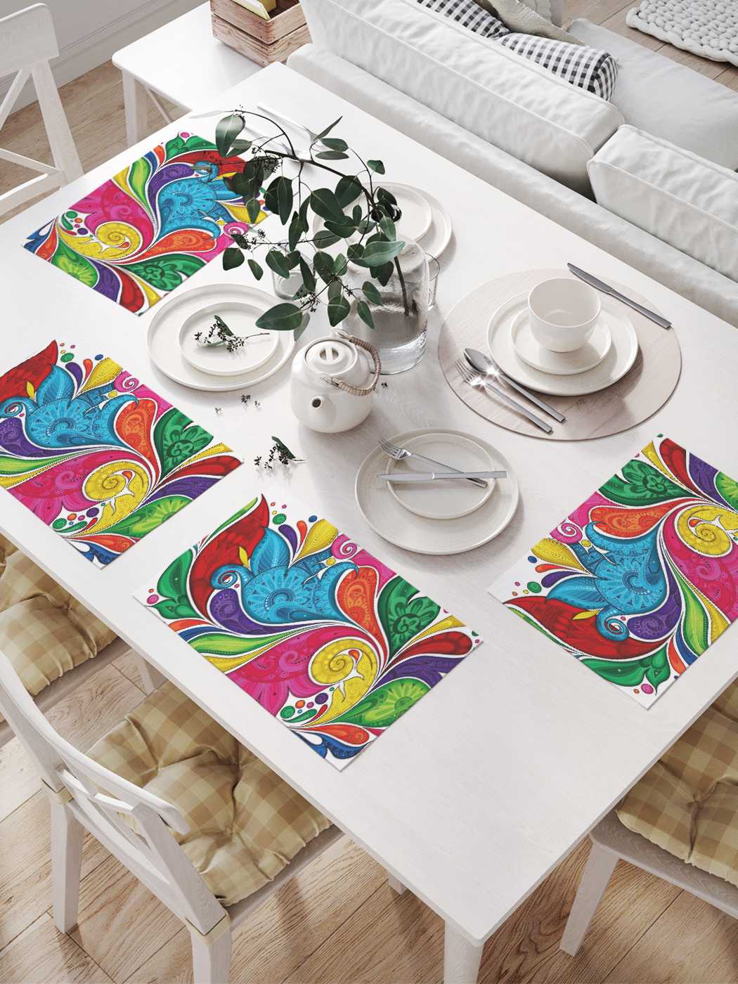 

Комплект салфеток JoyArty "Красочный всплеск" для сервировки стола 32х46 см, 4 шт., Розовый