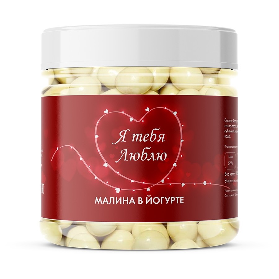 

Малина в йогуртовой глазури Snack Snack "Я тебя люблю", 115 г
