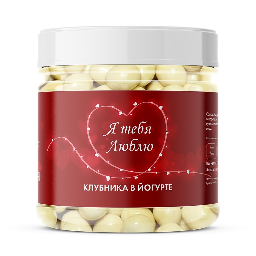 

Клубника в йогуртовой глазури Snack Snack "Я тебя люблю", 120 г