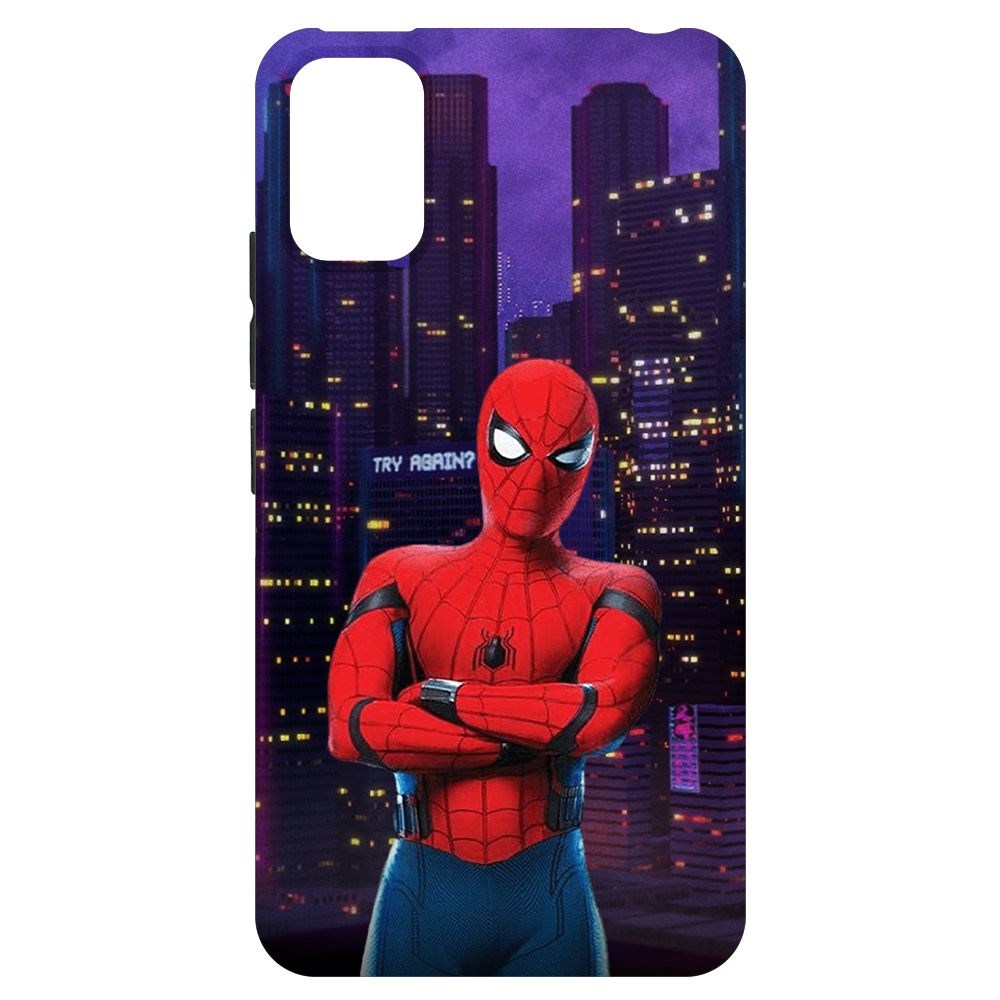 

Чехол-накладка Krutoff Soft Case Человек-Паук. На крыше для ITEL A17 черный