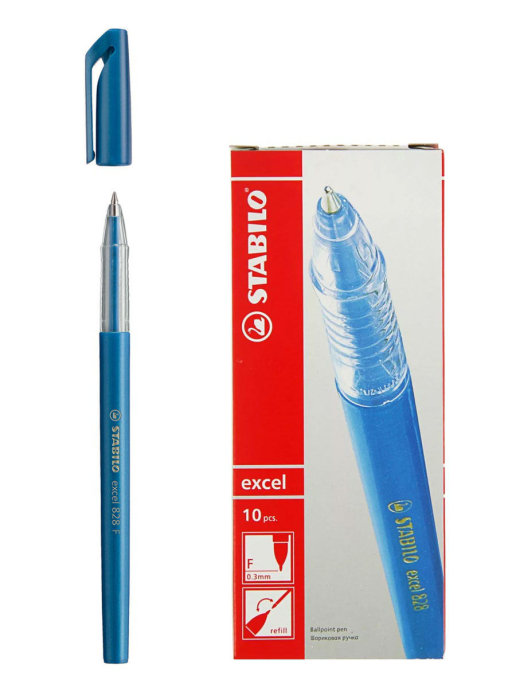 

Ручка шариковая 0,3мм STABILO Excel, синяя (10шт), EXCEL 828 F