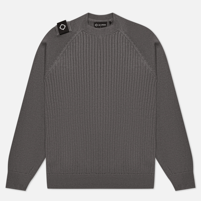 Мужской свитер MA.Strum Rib Panel Crew Neck серый, Размер L