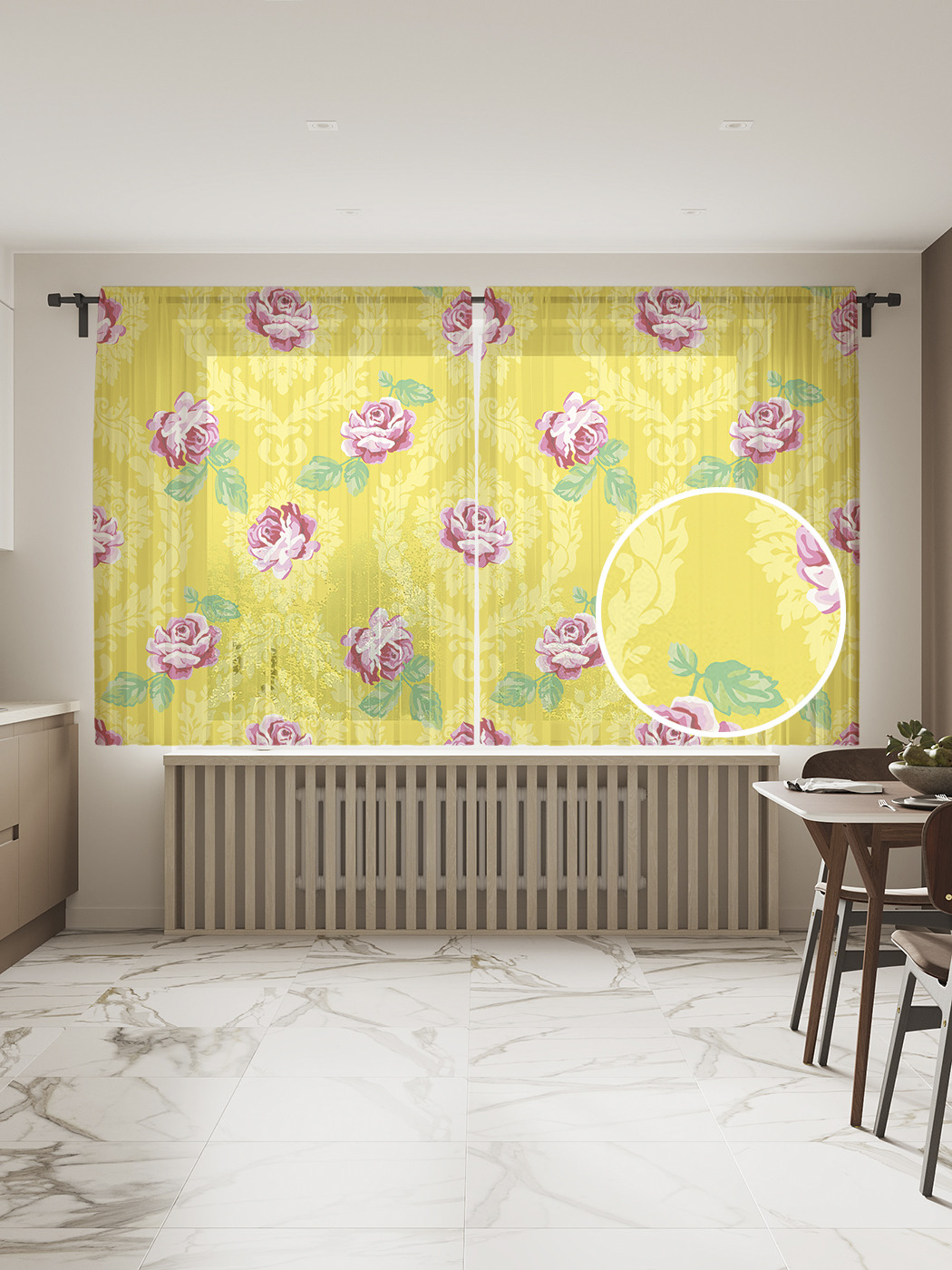 

Фототюль JoyArty "Розы в виньетках", 145x180 см (2 полотна со шторной лентой + 50 крючков), Розы в виньетках