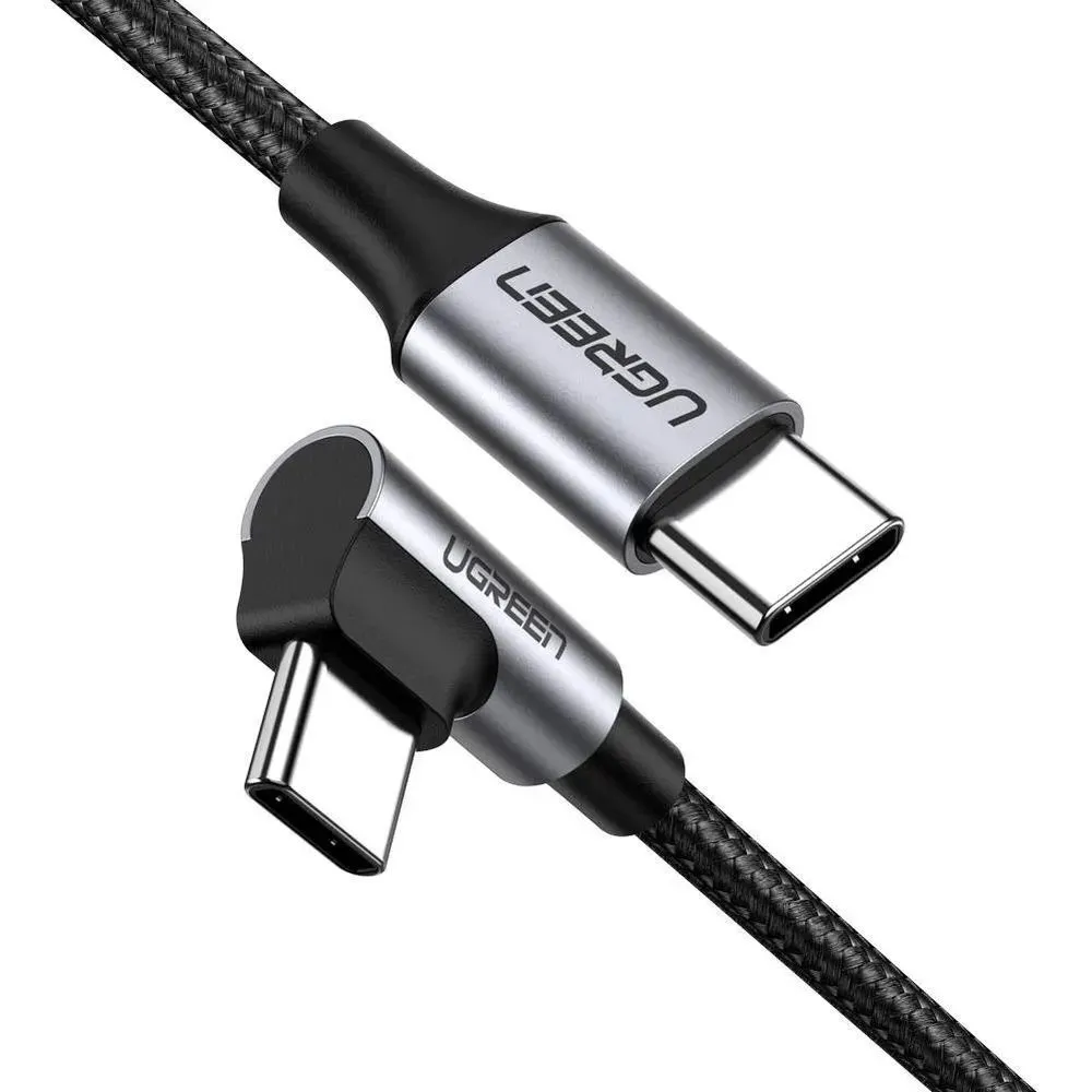 

Кабель угловой UGREEN US255 (50122) USB-C 2.0 Male to Angled 90° USB-C 2.0 Male, 3А, 0.5м.