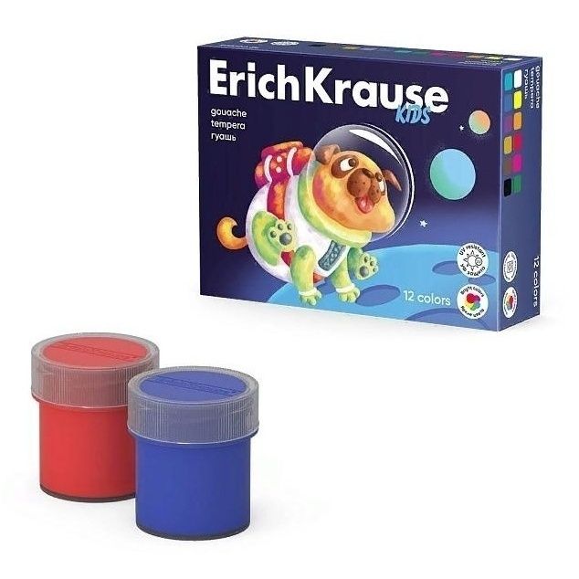 Гуашь ErichKrause Kids Space Animals 12 цветов 20 мл