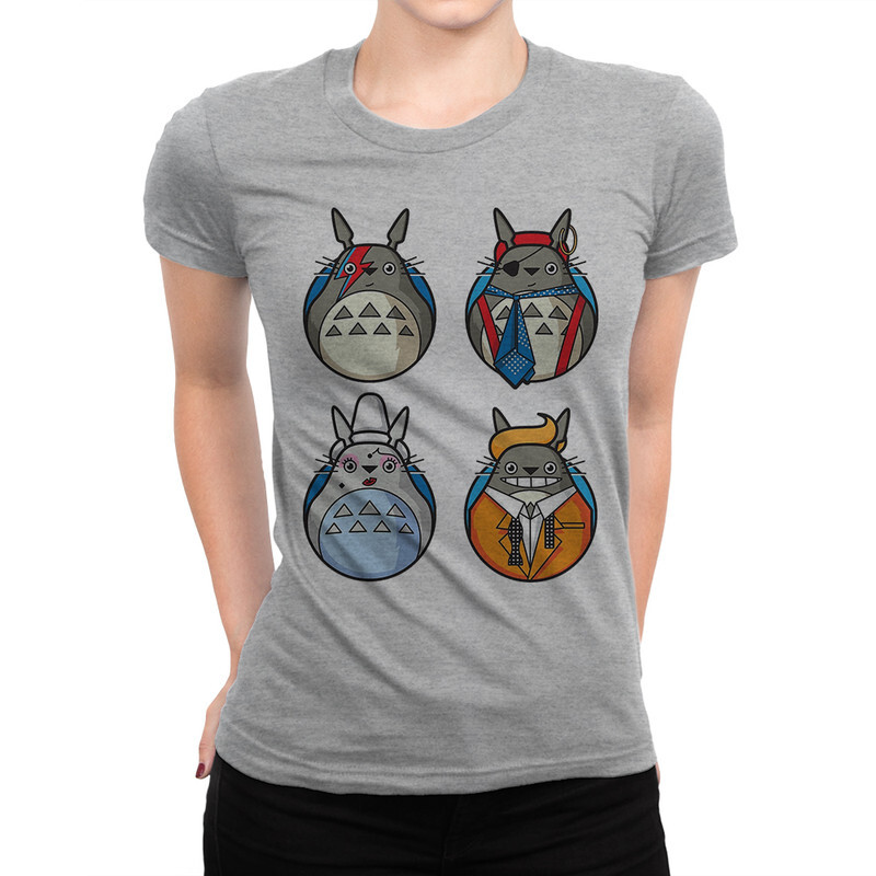 

Футболка женская Dream Shirts Тоторо - Дэвид Боуи 556023111 серая XL, Тоторо - Дэвид Боуи 556023111