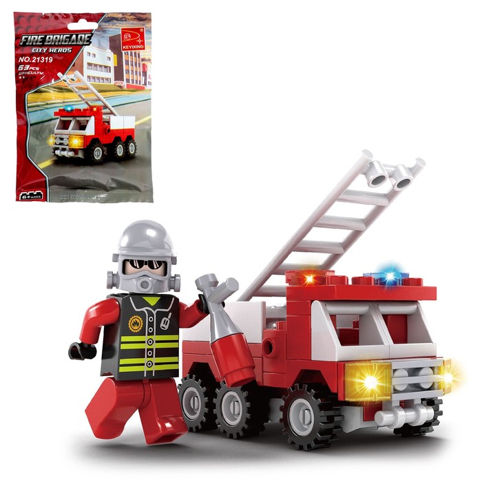 Конструктор «Пожарная машина», 63 детали lego конструктор 10969 duplo firetruck пожарная машина с мигалкой