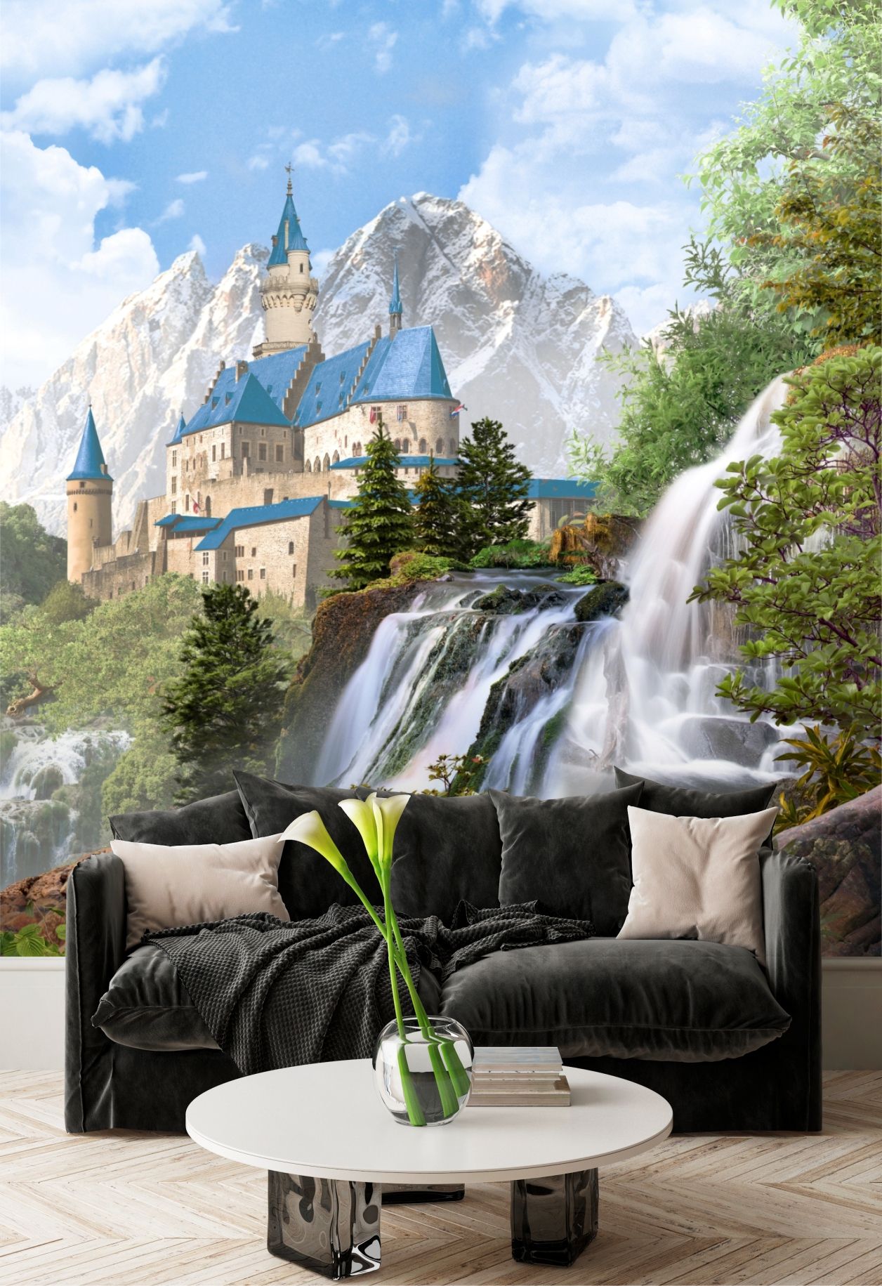 фото Фотообои dekor vinil с природой "замок с водопадом" на стену 200х270 см