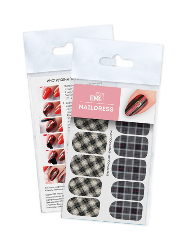 

E.Mi, Слайдер-дизайн №48 Клетка Naildress Slider Design, Черный