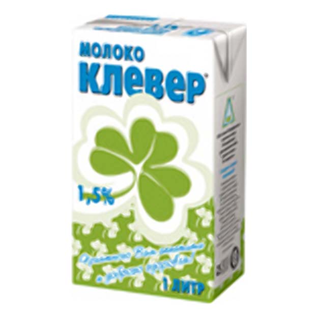 

Молоко Клевер стерилизованное 1,5% 1 л бзмж