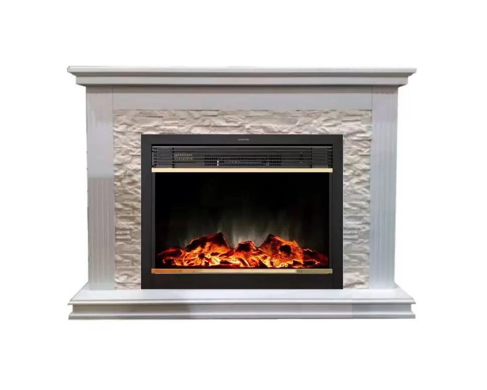 Электрический камин Inter Flame Сиена Сланец (Белый) с очагом Jupiter