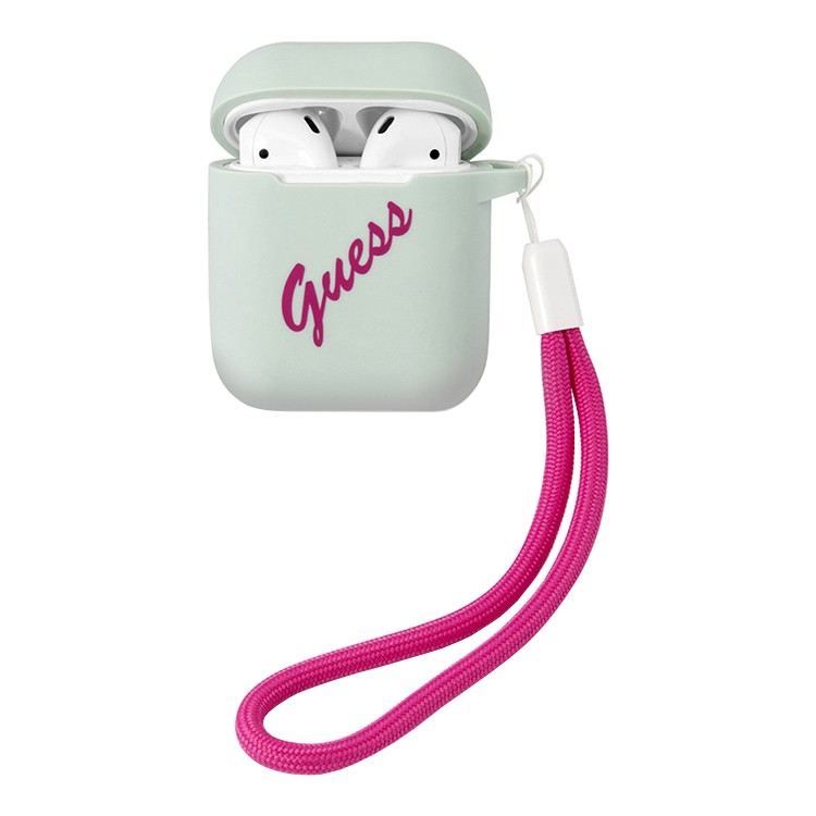 

Чехол Guess GUACA2LSVSBF для AirPods 1/2 Turquoise, Голубой, Script logo w/cord синий/фуксия (GUACA2LSVSBF)