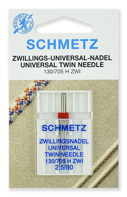 Иглы универсальные двойные Schmetz 130/705 H ZWI №80/2.5, 1 шт.