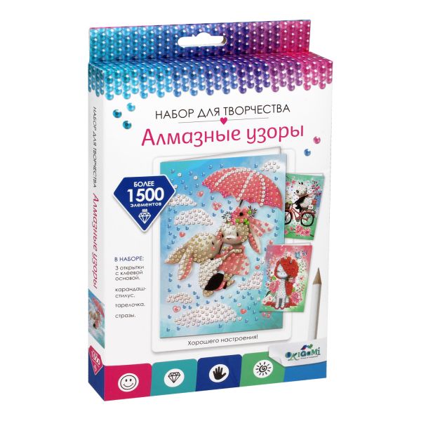 

Алмазные узоры. Н-р открыток 3шт в коробке. Искренние чувства. Арт.06705