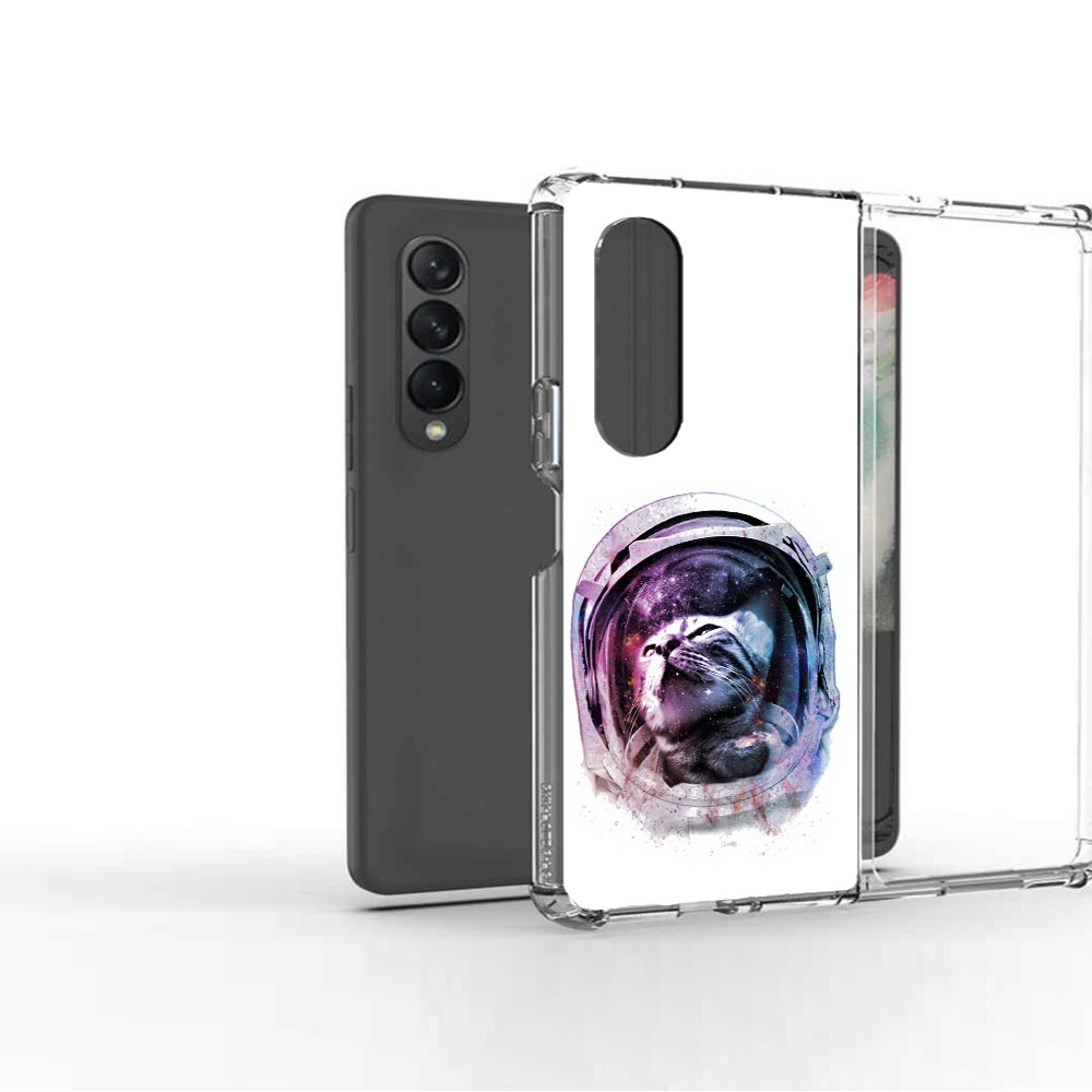 

Чехол MyPads Tocco для Samsung Galaxy Z Fold2 кот в шлеме, Прозрачный, Tocco
